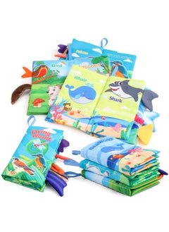 Generic Baby's Sea, Land And Air Tail Cloth Book Ocean Forest Flying Animal Palm Book Early Education Toy With Ringing Paper-Color:English 4 Pages 8 Face Arctic Animal Tail Cloth Book 40.4g  - Image 3