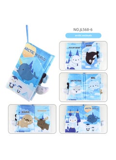 Generic Baby's Sea, Land And Air Tail Cloth Book Ocean Forest Flying Animal Palm Book Early Education Toy With Ringing Paper-Color:English 4 Pages 8 Face Arctic Animal Tail Cloth Book 40.4g  - Image 1