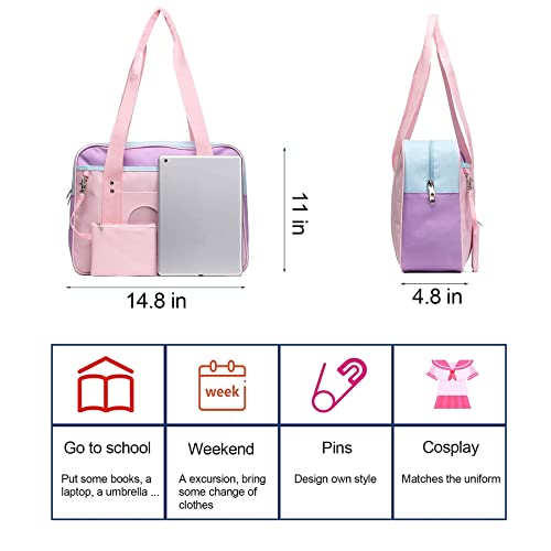 STEAMEDBUN Kawaii Ita Bag Japanese School Bag Cute Tote Bag Large Shoulder Anime Heart Purse - Image 5