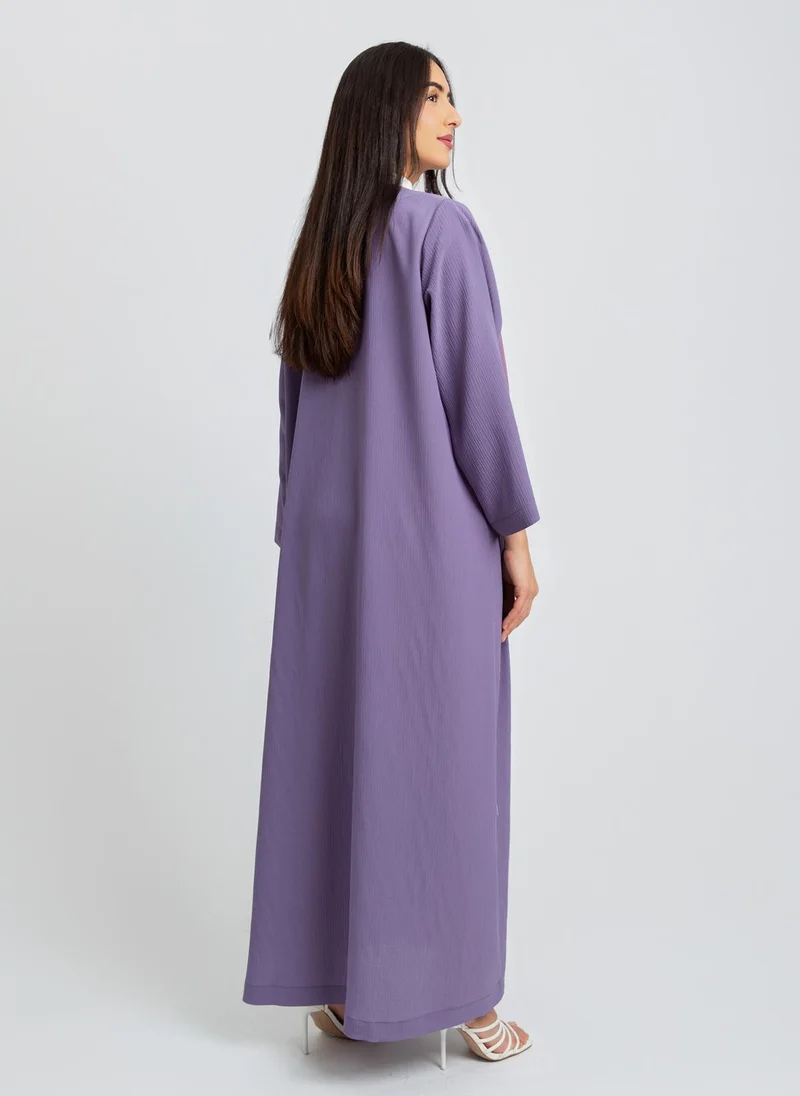 Kaafmeem Purple Shades Wavy Abaya