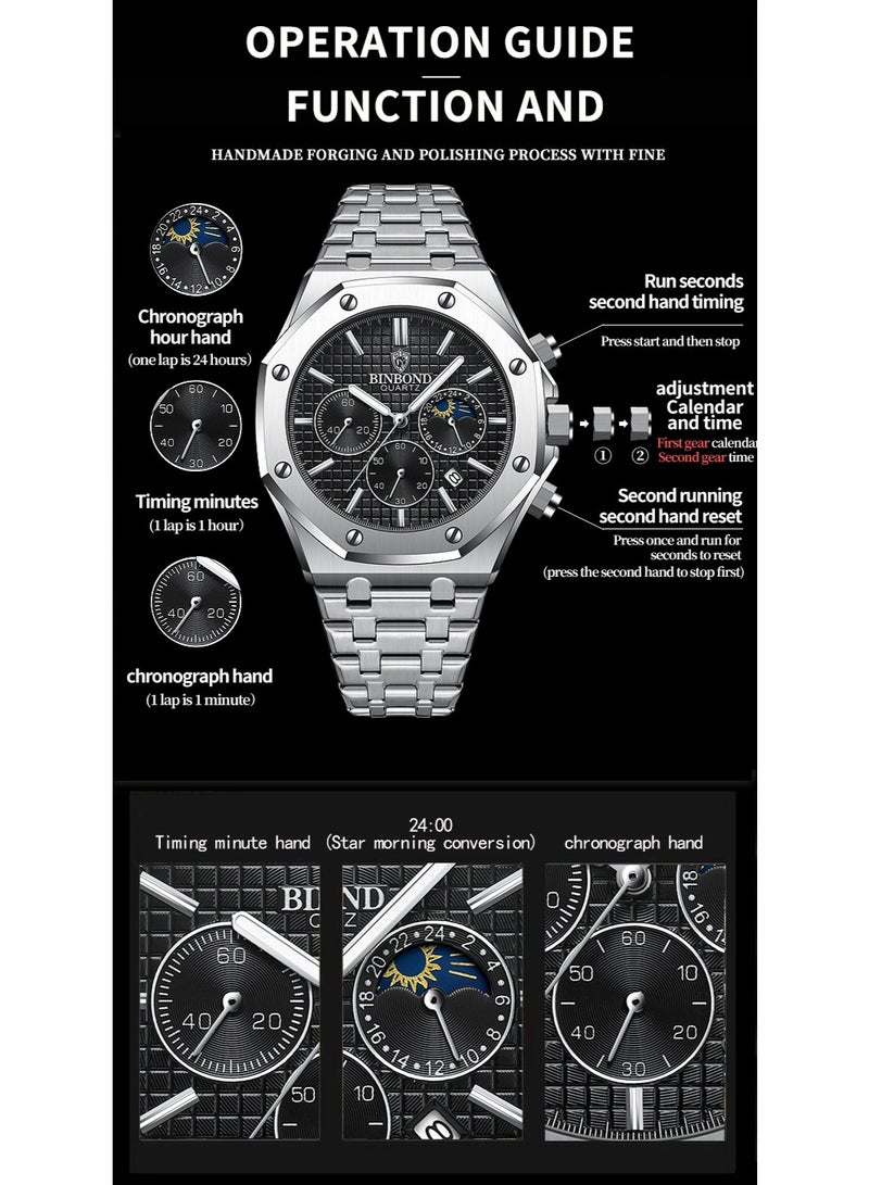 BINBOND Men's Multifunctional Luminous Waterproof Quartz Watch - Image 5