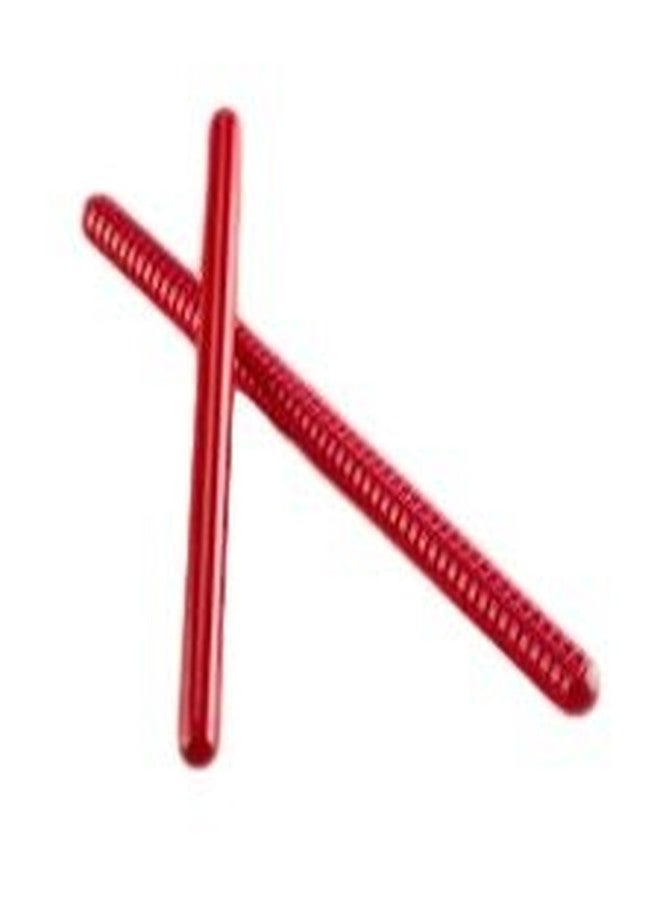 Westco Set of 2 Rhythm Sticks - 1 Plain, 1 ridged (10x0.6in; Red) - Image 1