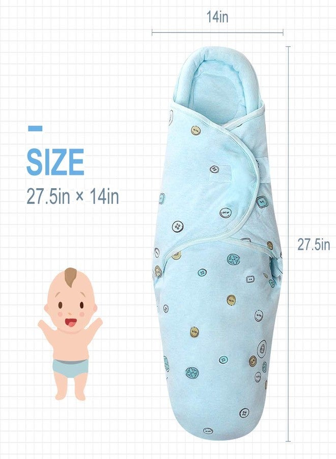 Knirose Organic Cotton Baby Swaddle Blankets, Unisex Baby Blanket Wrap for Newborn Baby Boys Girls, Skin Friendly Wearable Swaddling Sleep Sack Calms Startle Reflex (Button, Blue, 0-3 Months + 3-6 Months) - Image 3