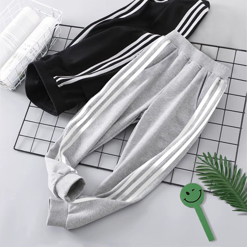 Children'S Clothing Pants Girls Sports Pants Boys Primary School Uniform Pants Three Bars Generation - Image 2
