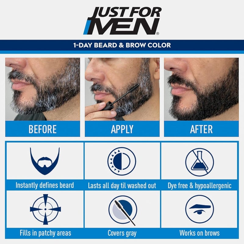 Just for Men 1-Day Beard & Brow Color, Temporary, Dark Brown - Image 2