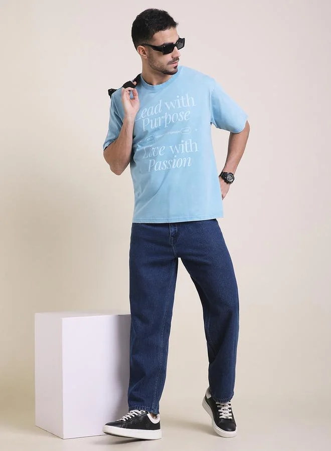 Difference of Opinion Men Oversized Acid Wash Printed T-Shirt