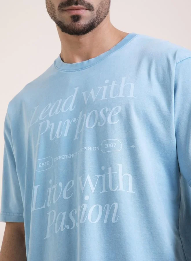 Difference of Opinion Men Oversized Acid Wash Printed T-Shirt