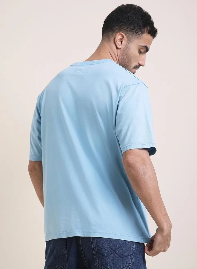 Difference of Opinion Men Oversized Acid Wash Printed T-Shirt