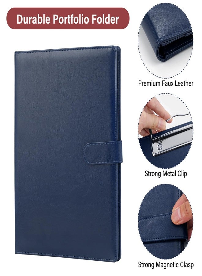 JTTJDB Professional Padfolio, Multi Function Faux Leather Portfolio Binder with Clipboard - Interview Resume Folder, Legal Document, Business Card Holder, for Office, Conference, Interviews (Blue) - Image 4