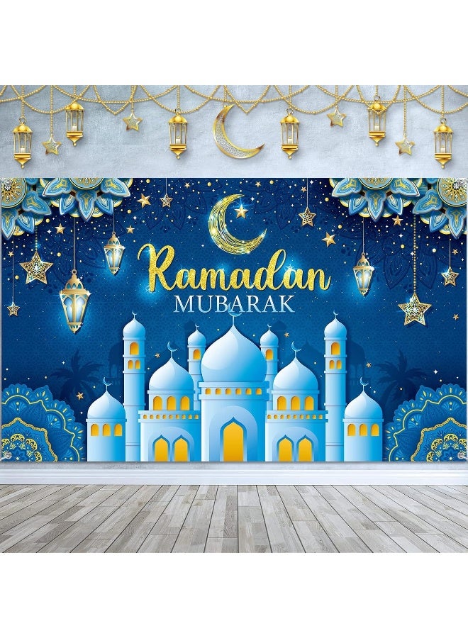 نيبمينينت غطاء باب رمضان مبارك، زينة رمضان للمنزل، خلفية كبيرة عيد مبارك مع لافتة قلاع القمر لتزيين الحفلات داخل وخارج المنزل للمسلمين. 