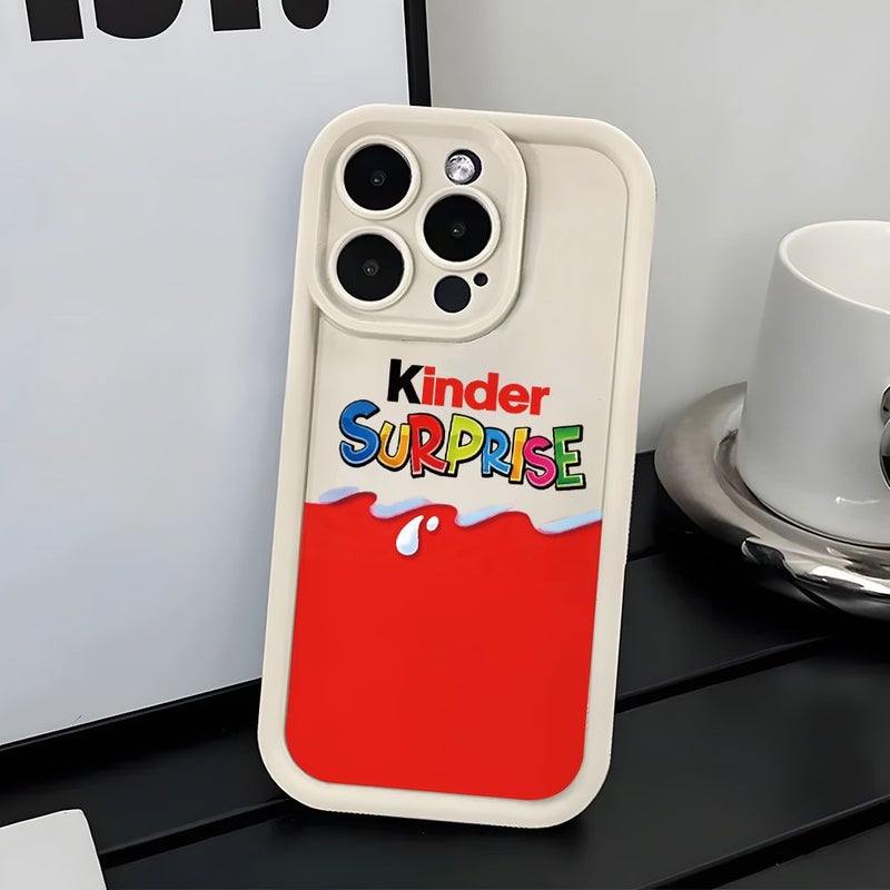 حافظة هاتف متوافقة مع آبل iPhone 7 و8، بتصميم مفاجئ متعدد الألوان، نص طباعي، غلاف أبيض ناعم، عدسة سلمية. - Image 1