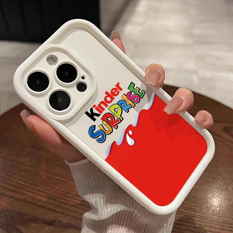 حافظة هاتف متوافقة مع آبل iPhone 7 و8، بتصميم مفاجئ متعدد الألوان، نص طباعي، غلاف أبيض ناعم، عدسة سلمية. - Image 4