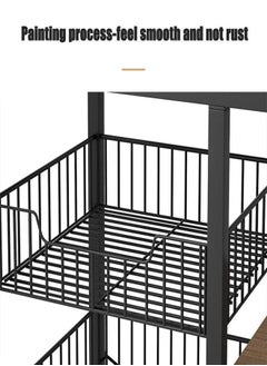 fashionhome Upgraded Multi-Functional Compatible Design Movable Kitchen Storage Rack Utility Microwave Oven Stand Metal Frame 15 mm Thick Wood Sheet with 4 Lockable Wheels Household Storage Stand 90x30x103 Centimeter  - Image 4