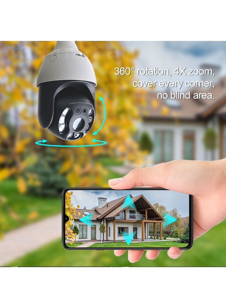 كاميرا مراقبة واي فاي Tuya Smart Life بدقة 4 ميجابكسل بتقنية PTZ على شكل لمبة، دقة 2560x1440 - Image 3