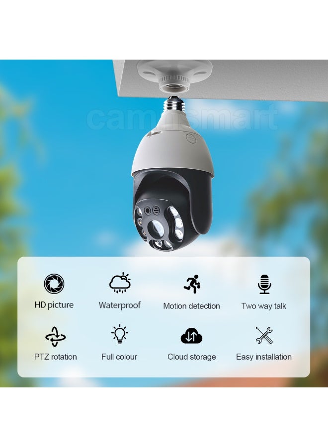 كاميرا مراقبة واي فاي Tuya Smart Life بدقة 4 ميجابكسل بتقنية PTZ على شكل لمبة، دقة 2560x1440 - Image 2