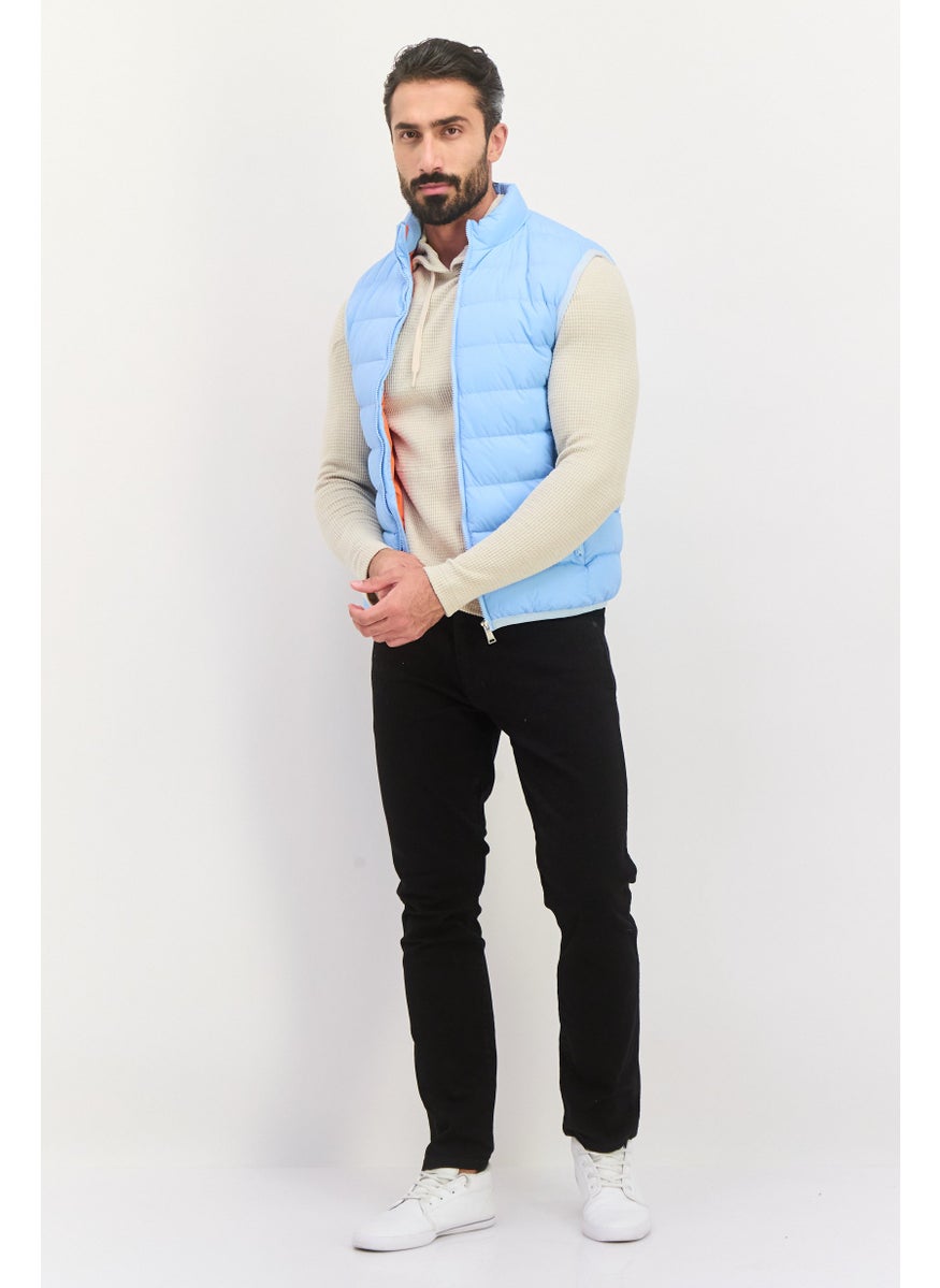 Sorbino - Men Quilted Puffer Jacket Vest, Light Blue - Image 1