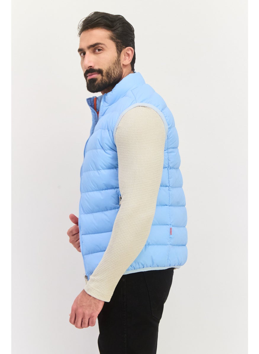 Sorbino - Men Quilted Puffer Jacket Vest, Light Blue - Image 1