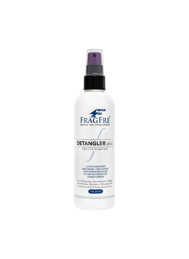 FRAGFRE Detangler plus Styling Hair Spray 8 oz  Heat Protectant and Blowout Spray  Leave in Conditioner for Sensitive Skin  Fragrance Free Hypoallergenic Unscented  Anti Frizz Vegan Cruelty Free 