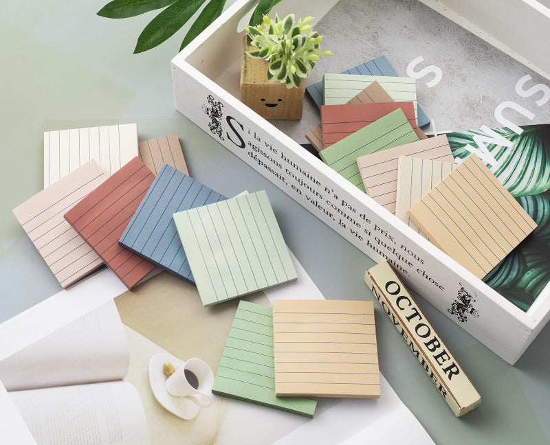 Kozerite (16 Pack) Lined Sticky Notes 3x3 in Ruled Stickies Super Sticking Power Memo Pads Vintage Colors - Image 5
