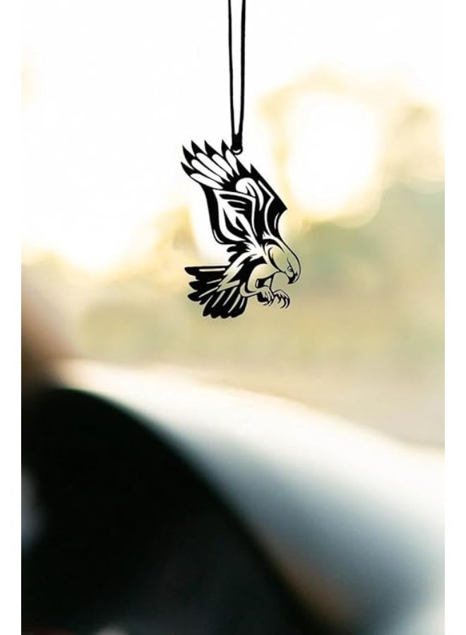 MIRFA Rearview Mirror Hanging Pendant - Wood - Black (Flying Eagle Silhouette) - Image 1
