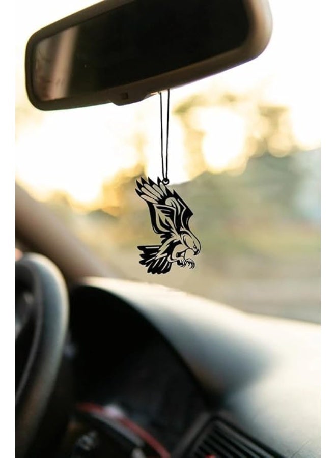 MIRFA Rearview Mirror Hanging Pendant - Wood - Black (Flying Eagle Silhouette) - Image 2
