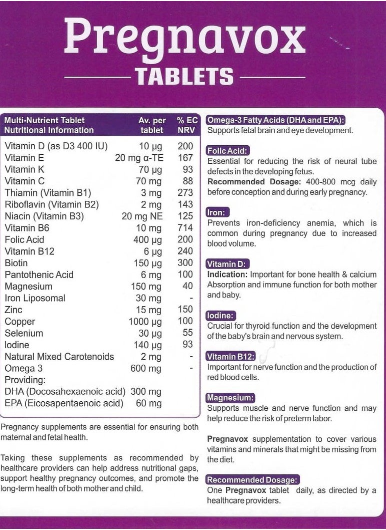 Vox Dei Labs Pregnavox Tablets – Premium Nutrition for Pregnancy and Breastfeeding,30 TABLETS  - Image 4