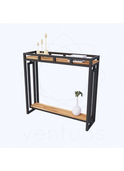 HIRVALL Console Table with Solid Wooden Board and Mild Steel Frame for use as a Couch Table in The Living Room a Valet Table in The Bedroom a Counter 90 30 90 cm Black