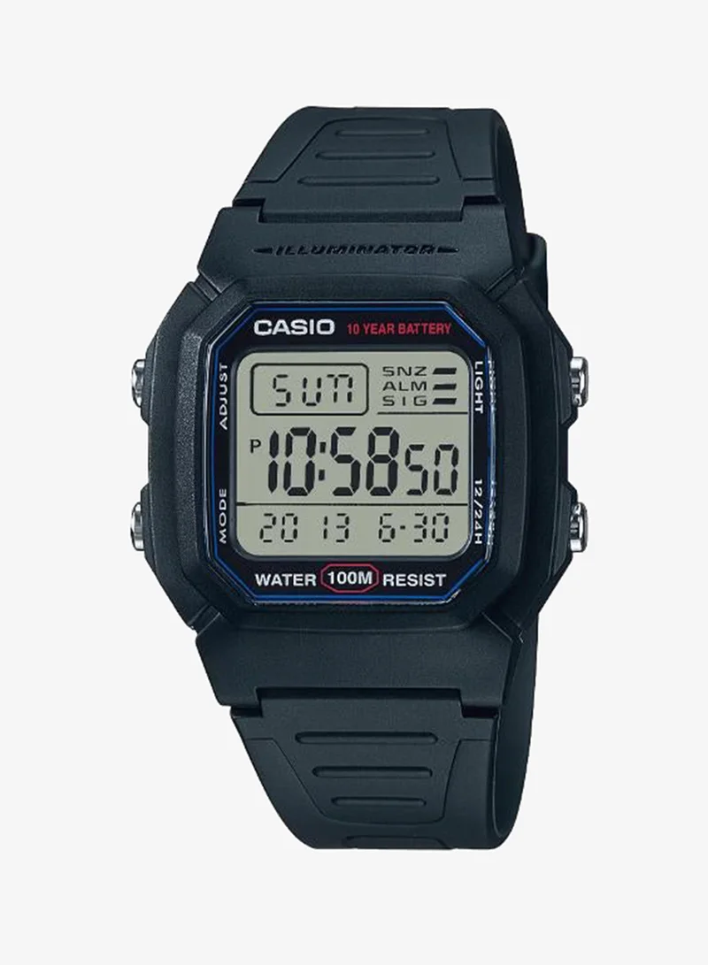 Casio Men's Resin Digital Watch W-800H-1AVDF - 36.8 mm