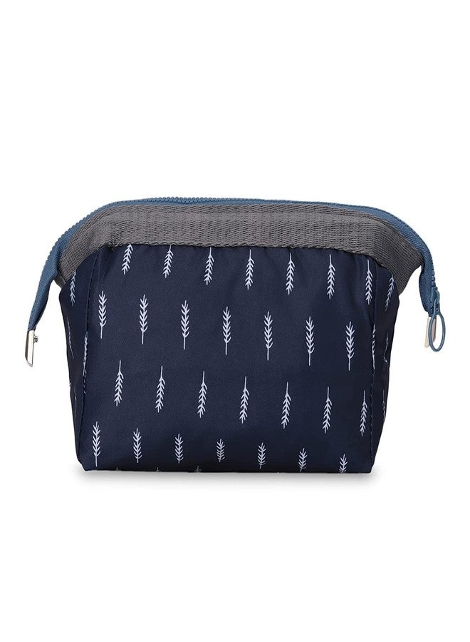 MINTOX Feather Cosmetic Pouch Women Makeup Organizer with Zipper Toiletry Bag Small Portable Cube Purse Brush Bags (Blue - 1PCS) - Image 1