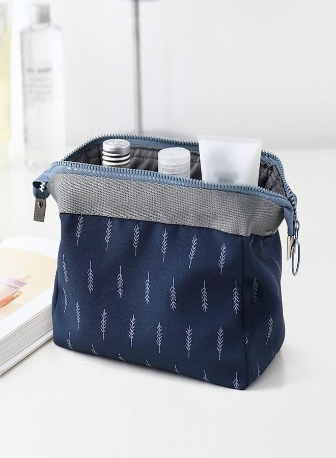 MINTOX Feather Cosmetic Pouch Women Makeup Organizer with Zipper Toiletry Bag Small Portable Cube Purse Brush Bags (Blue - 1PCS) - Image 2