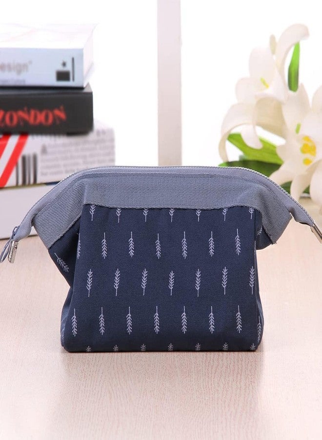 MINTOX Feather Cosmetic Pouch Women Makeup Organizer with Zipper Toiletry Bag Small Portable Cube Purse Brush Bags (Blue - 1PCS) - Image 3