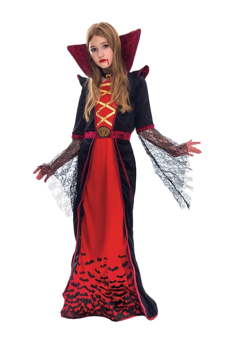 زي مصاصي الدماء الملكي للبنات مجموعة ديلوكس هالوين القوطية فيكتورية مصاصي الدماء الملكة لباس الحفلة (XL) - Image 1