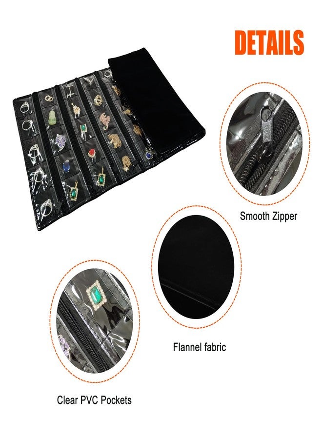 SCIKHEFT Travel Jewelry Roll Bag Portable Organizer Pouch With Grids&PVC Cover Storage Bags for Necklace, Bracelet, Bracelet,Ring, Badge, Pendant - Image 3