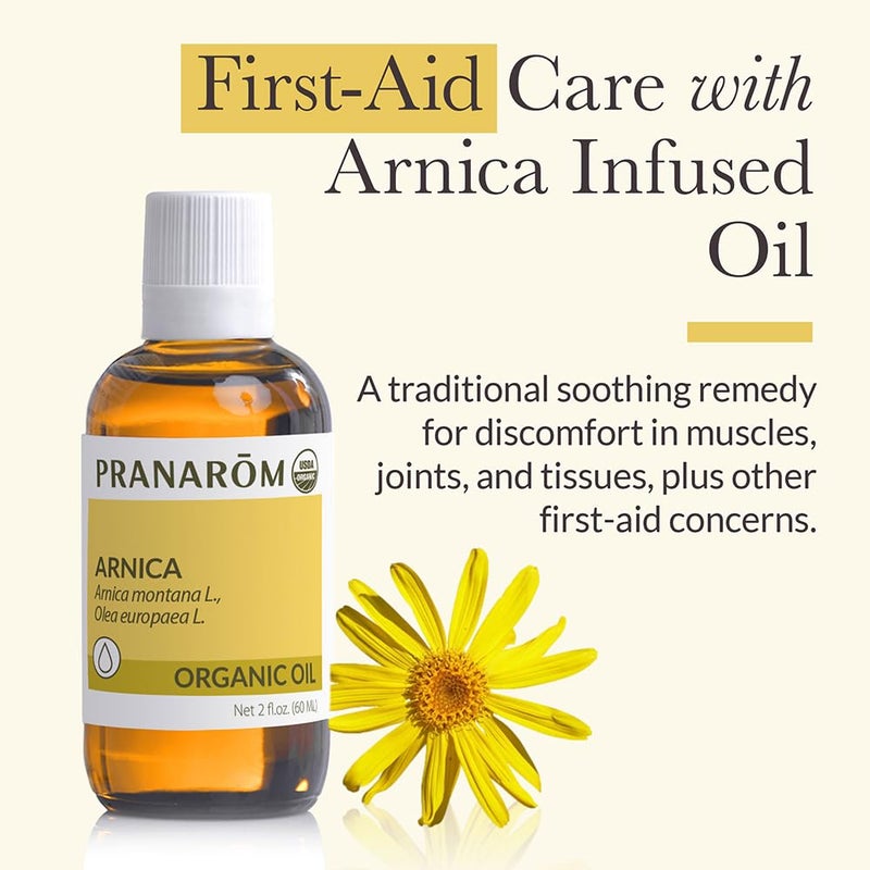 براناروم Pranarom - USDA Certified Organic French Arnica Virgin Plant Oil - 2 fl oz Glass Bottle - Massage Oil for Body, Relaxing, Soothing for Joints u0026 Muscles - Image 3