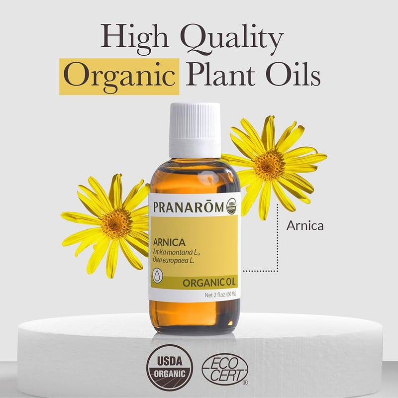 براناروم Pranarom - USDA Certified Organic French Arnica Virgin Plant Oil - 2 fl oz Glass Bottle - Massage Oil for Body, Relaxing, Soothing for Joints u0026 Muscles - Image 4