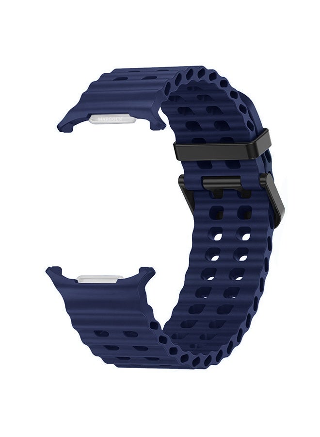 MARGOUN Strap Silicone Replacement for Samsung Galaxy Watch 8 Ultra Band 47mm, Rugged Soft Ocean Silicone Sport Accessory Fit for Samsung Galaxy Watch Ultra Band Dual Row Hole - Blue - Image 3