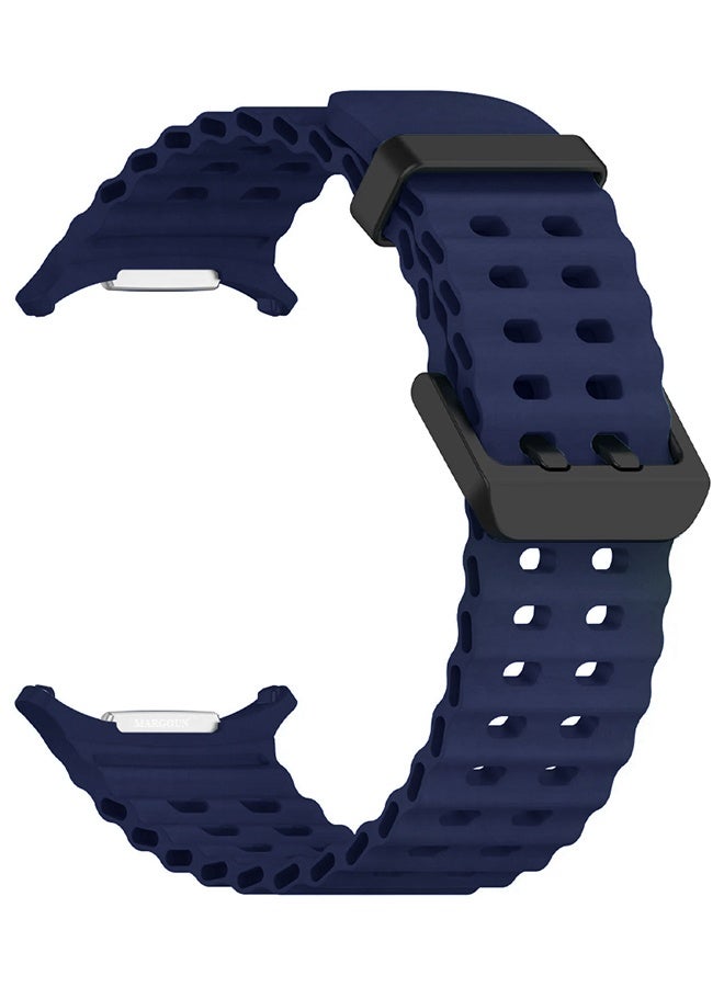 MARGOUN Strap Silicone Replacement for Samsung Galaxy Watch 8 Ultra Band 47mm, Rugged Soft Ocean Silicone Sport Accessory Fit for Samsung Galaxy Watch Ultra Band Dual Row Hole - Blue - Image 2