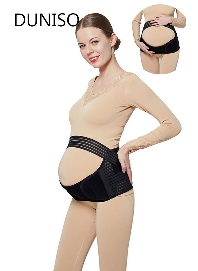 DUNISO Size L 3-Piece Pregnancy Support Maternity Belt, Waist/Back/Abdomen Band, Belly Brace, Black, - Image 1