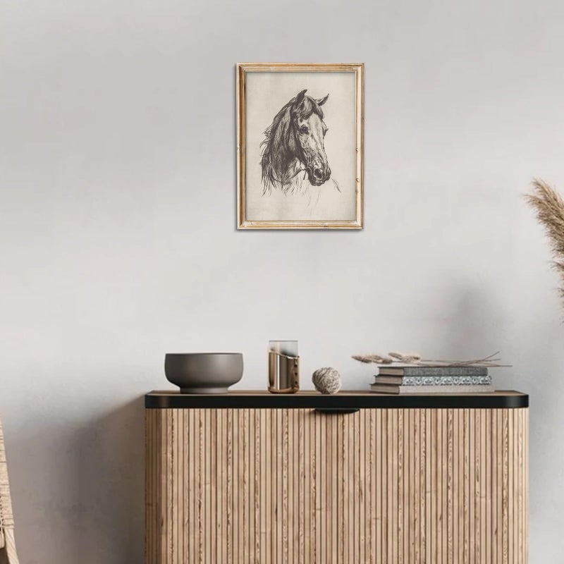 Uniro Vintage Horse Etching Sketch Equestrian Retro Wall Art Print Farmhouse Animal Farm Drawing Horse Lover Gift Cottagecore Decor Minimalist Mid Century French Country Room Decor (8"" X 10""-Unframed) - Image 5