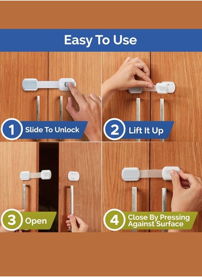 ferepiper - Ferepiper 10 Pcs Child Safety Strap Locks For Cabinets And Drawers With Adhesive Pads - Image 1