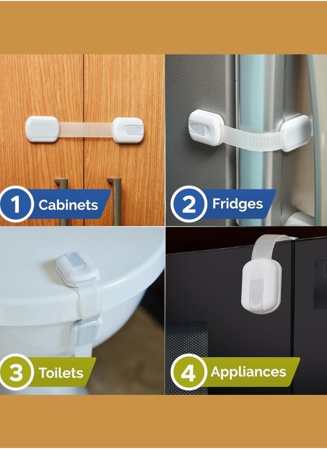 ferepiper - Ferepiper 10 Pcs Child Safety Strap Locks For Cabinets And Drawers With Adhesive Pads - Image 1