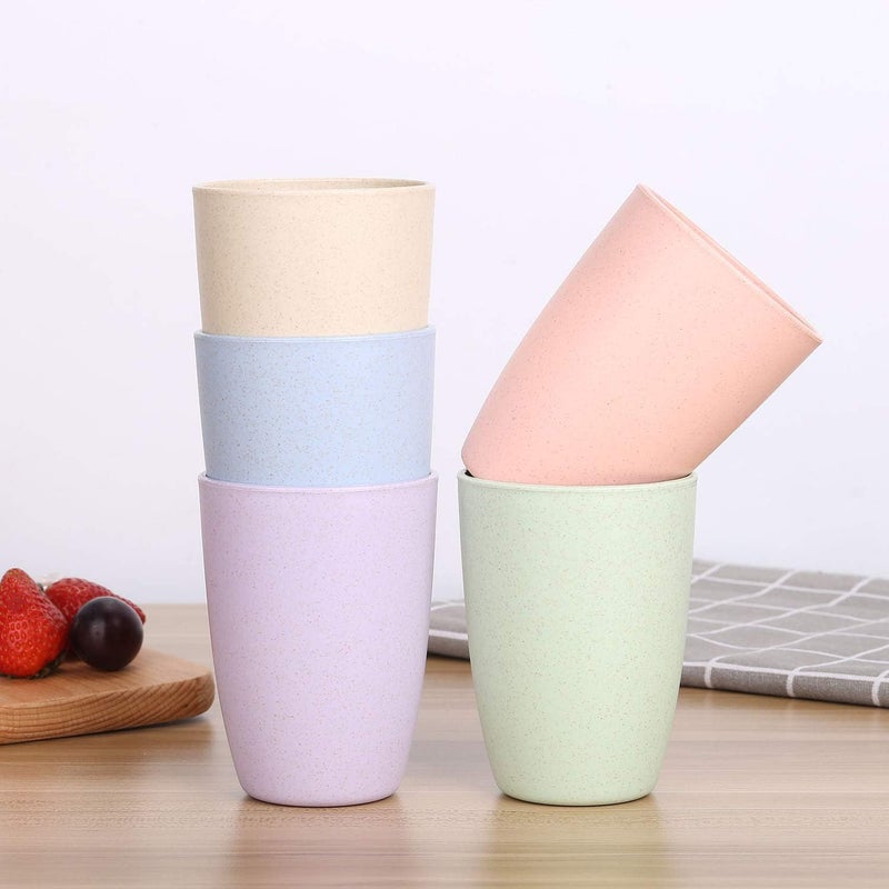 LuckyZone Wheat Straw Reusable Cup 12 oz  Unbreakable Drinking Glasses Sets for Home Outdoor  Dishwasher Safe Tumbler  BPA Free and Eco friendly 10Pcs5Color - Image 3