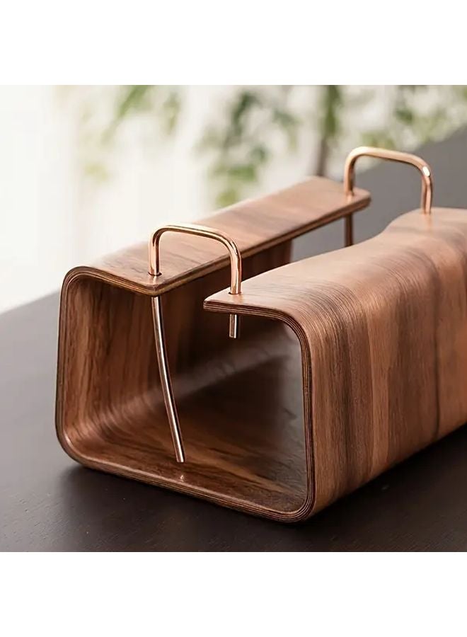 Nordic Style Wood Grain Tissue Box Solid Wood Square Design With Golden Metal Clasp - Image 3