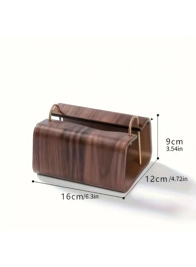 Nordic Style Wood Grain Tissue Box Solid Wood Square Design With Golden Metal Clasp - Image 4