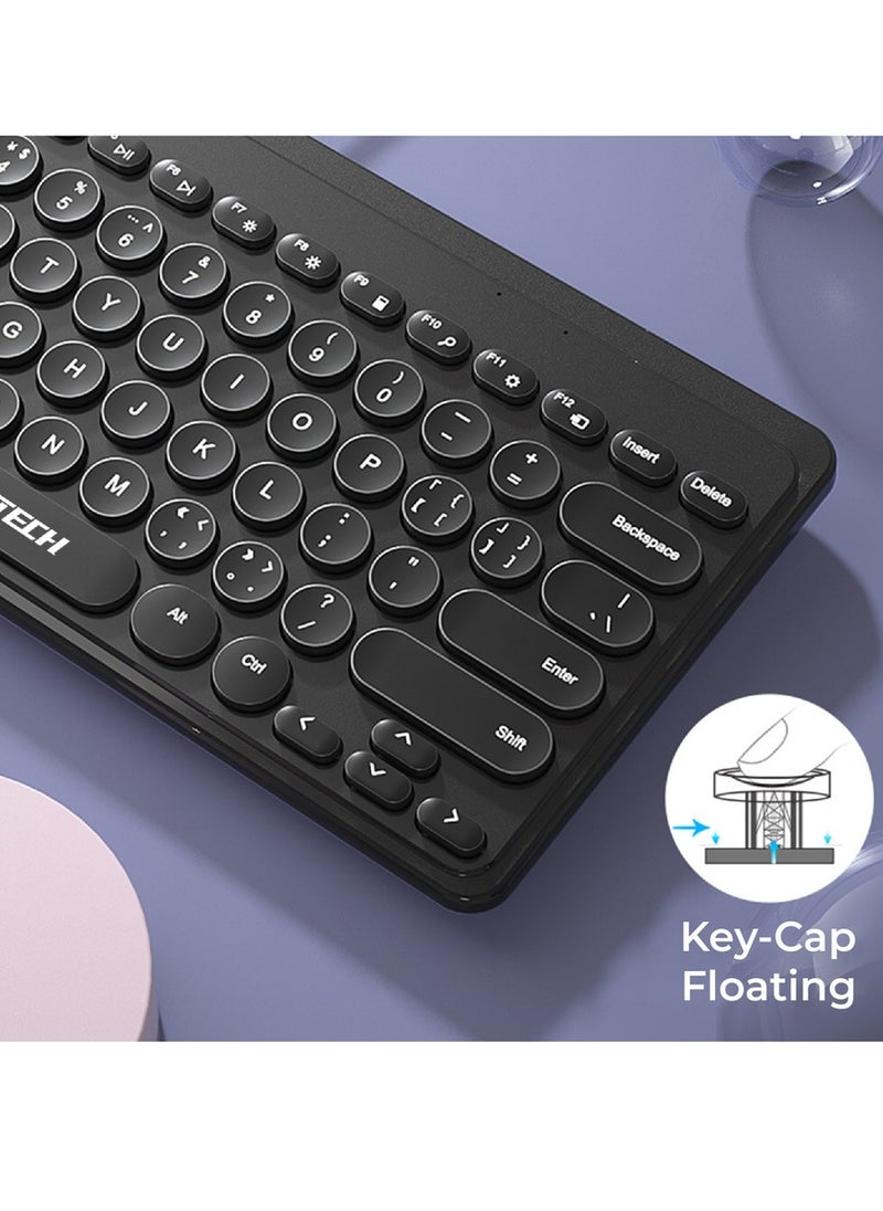 JERTECH Jertech DK500 USB Mini Silent Keyboard , Wired Office Comfort keyboard - 78 Slim Round keycap - Arabic & English | White  - Image 3