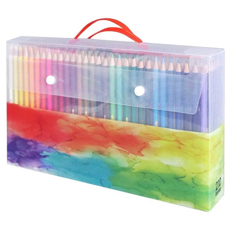 Colored Pencils Set 210 Unique Bright Shades - Water-soluble Blendable Smooth Application Ergonomic Wooden Handle for Artists Students Art Enthusiasts - Image 1