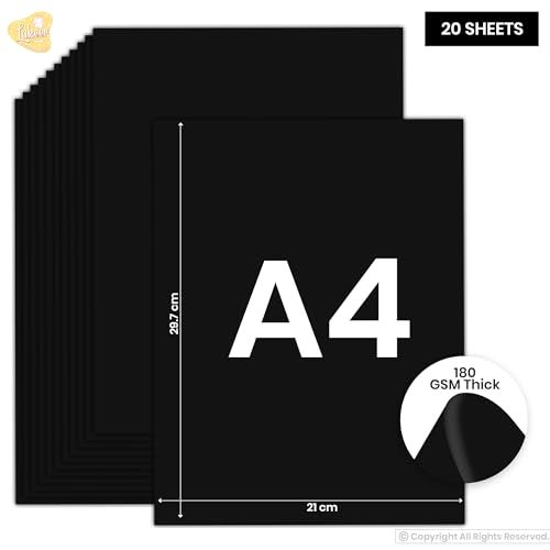 Lakeer A4 Color Paper 20 Sheets (Black) Premium Colour 180 GSM Pack for Copy Printing, DIY Art & Craft, Projects, Decoration, Other Office Printing - Image 3