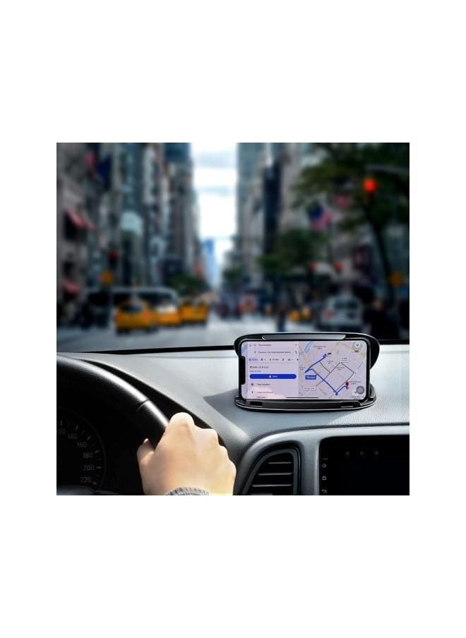 erorex Car Phone Holder Mount, Dashboard Clamshell Cell Phone Holder Stand, Anti-Slip Silicone Pad Mat, Super Stable Vehicle GPS Mount, Compatible with iPhone, Galaxy, and All Smartphones, Black  - Image 2