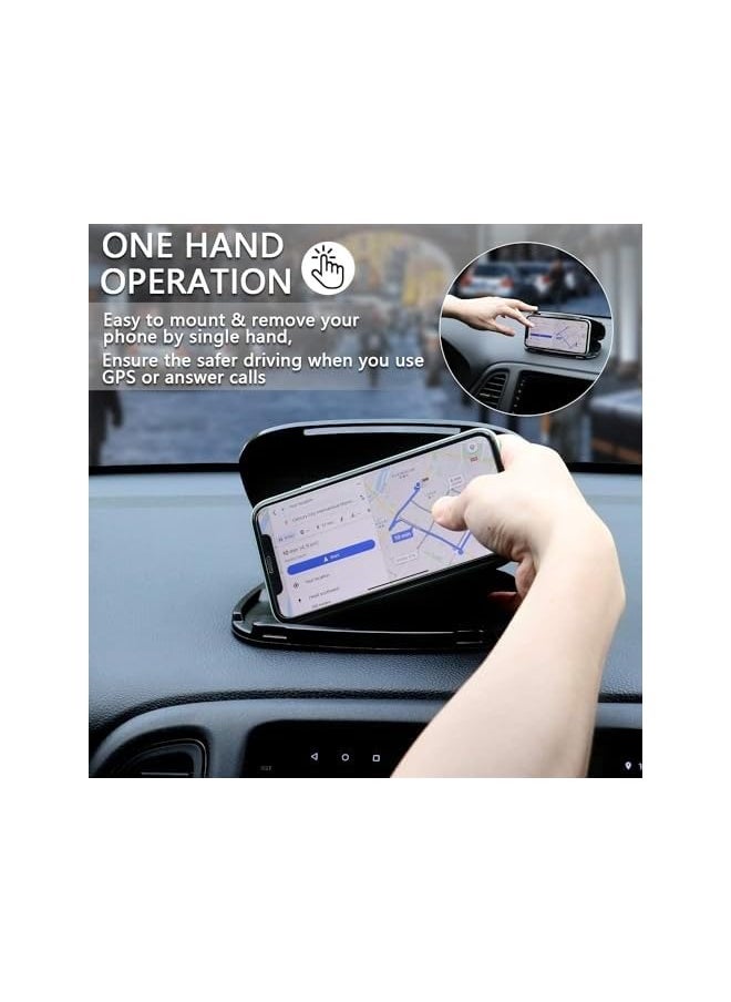 erorex Car Phone Holder Mount, Dashboard Clamshell Cell Phone Holder Stand, Anti-Slip Silicone Pad Mat, Super Stable Vehicle GPS Mount, Compatible with iPhone, Galaxy, and All Smartphones, Black  - Image 3