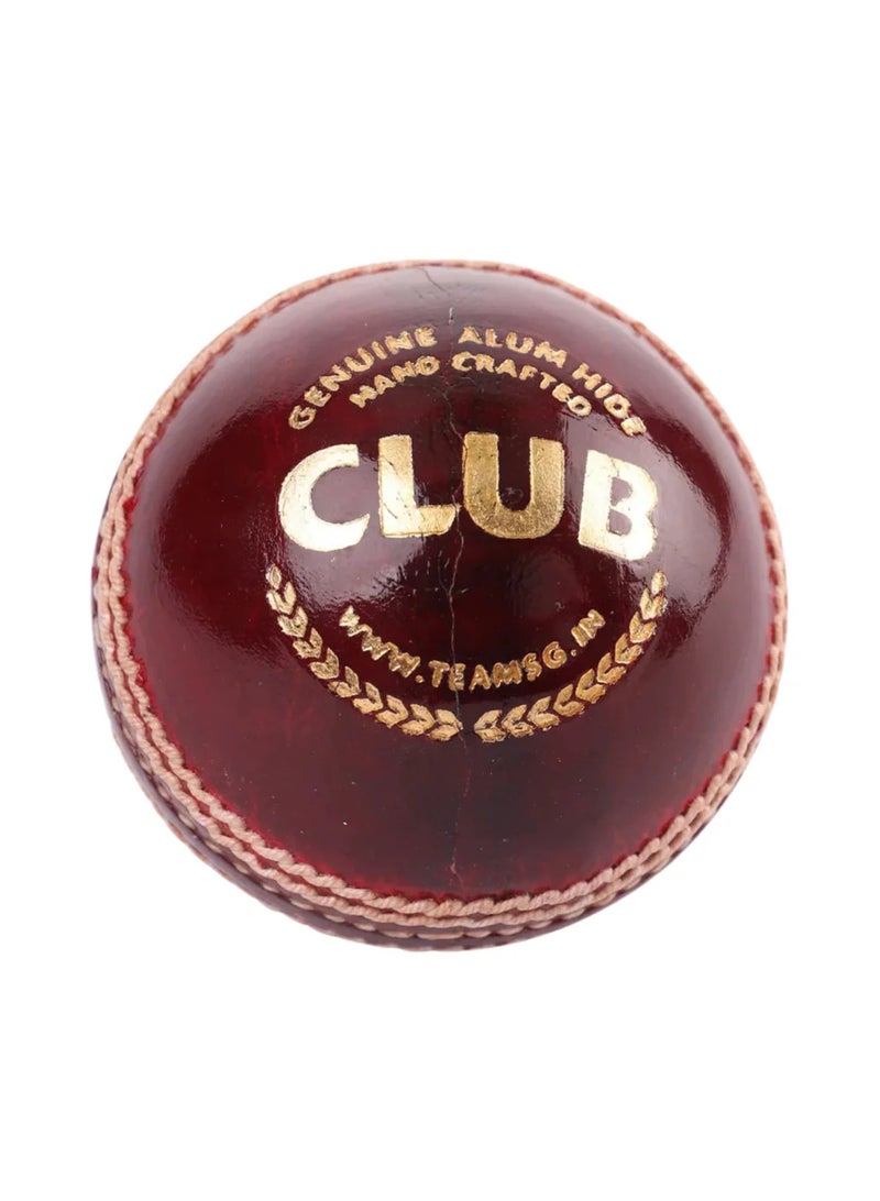 SG Club Red Cricket Leather Ball - Image 1
